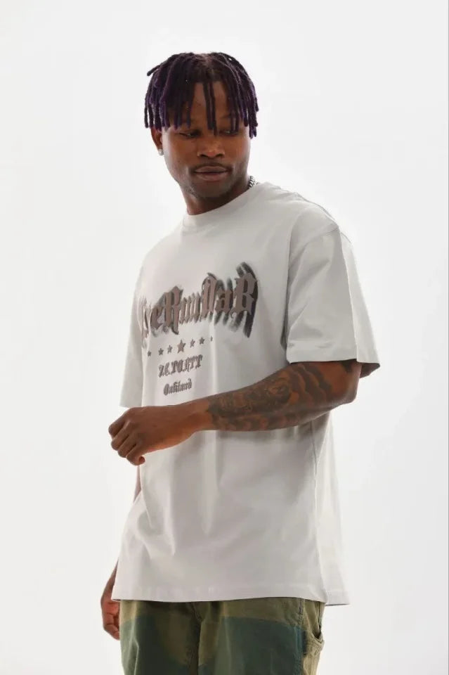 Erkek Baskılı T-Shirt Kısa Kol Bisiklet Yaka Regular Fit Rahat Kalıp Günlük Tişört - Gri (185499)