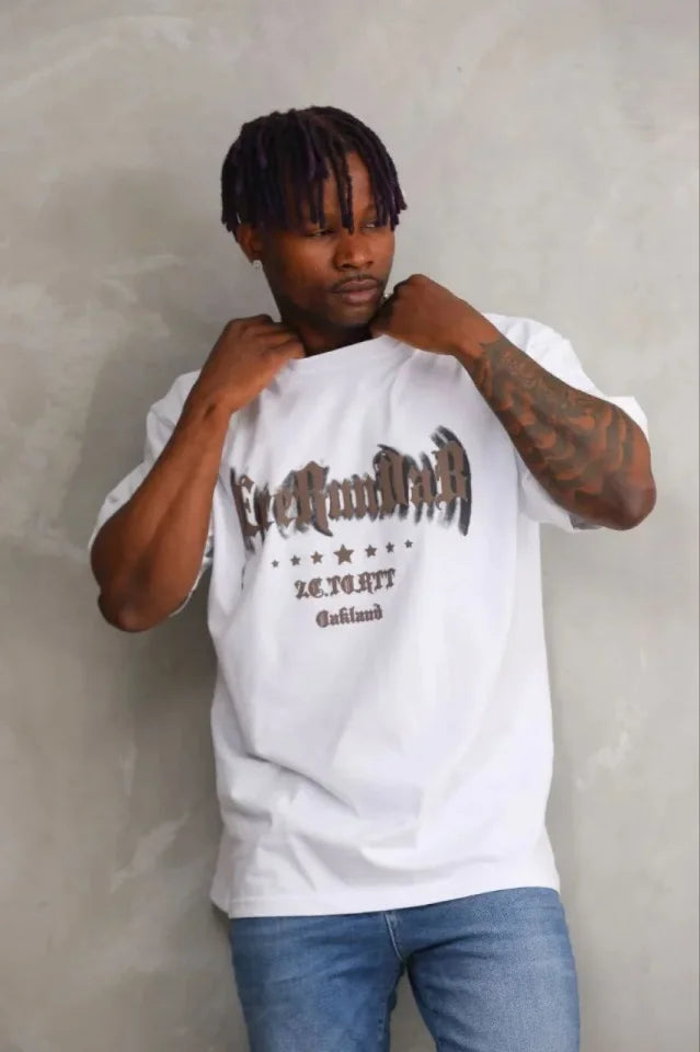 Erkek Baskılı T-Shirt Kısa Kol Bisiklet Yaka Regular Fit Rahat Kalıp Günlük Tişört - Beyaz (185500)