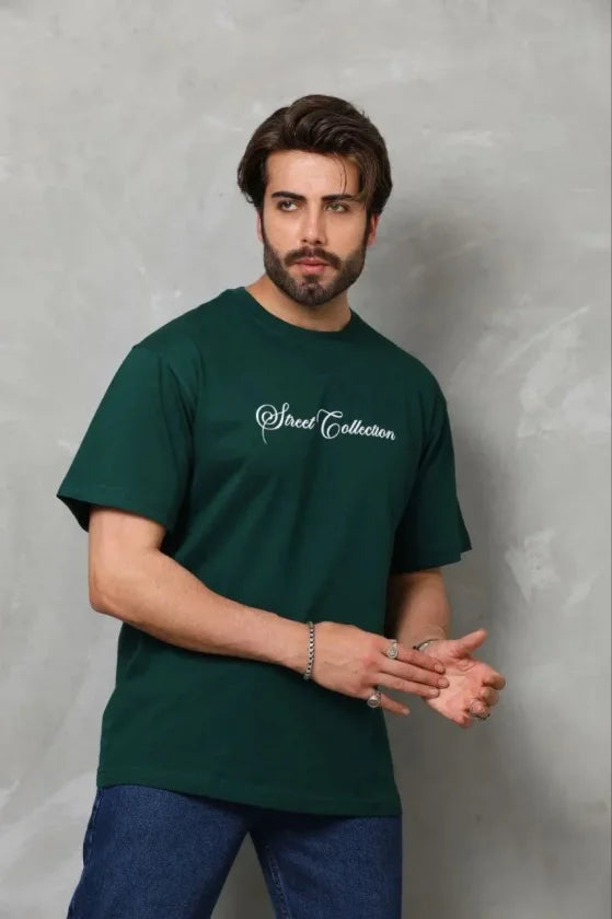 Erkek Baskılı T-Shirt Kısa Kol Bisiklet Yaka Regular Fit Rahat Kalıp Günlük Tişört - Çağla Yeşili (185506)