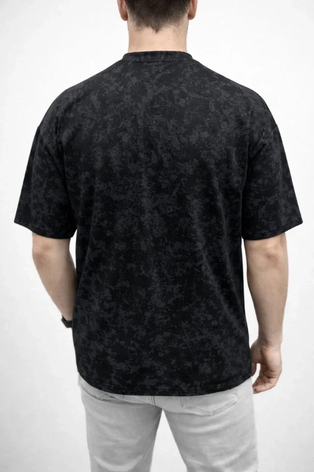 Erkek Premium Tişört OSY Yumuşak Dokulu Yıkamalı Oversize T-Shirt - Siyah (186163)