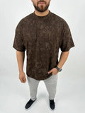 Erkek Premium Tişört OSY Yumuşak Dokulu Yıkamalı Oversize T-Shirt - Kahverengi (186166)