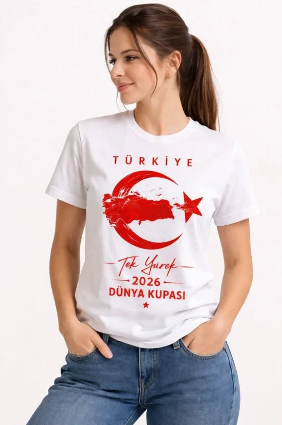 TÜRKİYE Ay Yıldız 2026 Dünya Kupasi Taraftar Forma T-Shirt - Beyaz (186735)