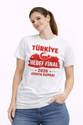 TÜRKİYE Baskılı Tişört Ay Yıldız 2026 Dünya Kupası Taraftar Forma T-Shirt - Beyaz (186741)