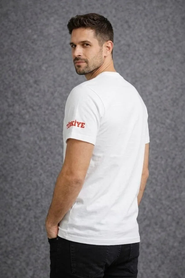 Erkek TÜRKİYE Baskılı Tişört 2026 Dünya Kupası Taraftar Forma T-Shirt - Beyaz (186839)