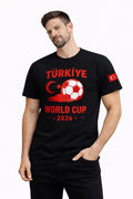 Erkek Türkiye World Cup 2026 Baskılı Tişört Futbol Temalı Forma T-Shirt - Siyah (186840)