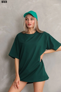 Regular Fit Tişört Bisiklet Yaka Yazlık Kısa Kol Basıc TShirt Yeşil