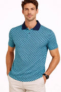 Erkek Pike Kumaş Polo Yaka Desenli Tişört Kısa Kol Yazlık T-Shirt - Turkuaz (187686)