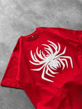 Erkek Örümcek Baskılı Tişört Kısa Kollu Bisiklet Yaka T-Shirt - Kırmızı (188105)