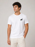 Erkek Minimal Geyik Logolu Tişört Bisiklet Yaka Kısa Kol Yazlık T-Shirt - Beyaz (188742)
