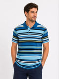 Erkek Çizgili Polo Yaka Tişört Kısa Kol Yazlık T-Shirt Regular Fit - Mavi (189015)