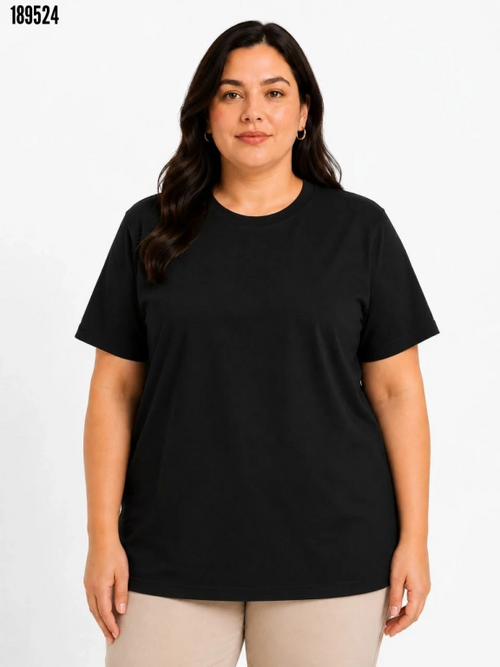 Battal Big Size Basic Tişört Bisiklet Yaka Rahat Kalıp TShirt Siyah