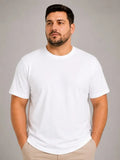 Erkek Battal Big Size Basic Tişört Bisiklet Yaka Rahat Kalıp T-Shirt - Beyaz (189532)