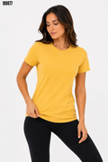 Basic Tişört Bisiklet Yaka Kısa Kol Günlük Yazlık Slim fit TShirt Sarı