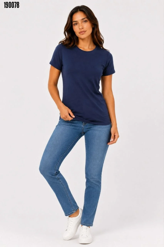 Basic Tişört Bisiklet Yaka Kısa Kol Günlük Yazlık Slim fit TShirt Lacivert