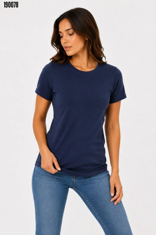 Basic Tişört Bisiklet Yaka Kısa Kol Günlük Yazlık Slim fit TShirt Lacivert