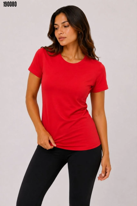 Basic Tişört Bisiklet Yaka Kısa Kol Günlük Yazlık Slim fit TShirt Kırmızı