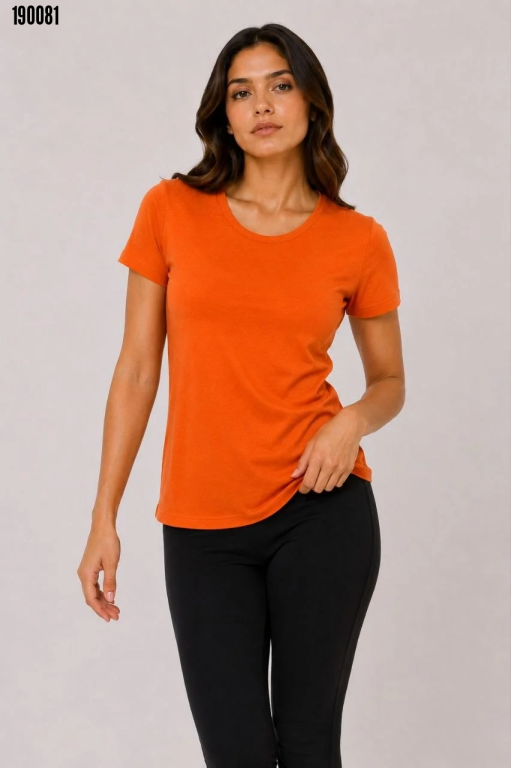 Basic Tişört Bisiklet Yaka Kısa Kol Günlük Yazlık Slim fit TShirt Turuncu