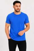 Erkek Basic Tişört Bisiklet Yaka Kısa Kol Günlük Yazlık Slim Fit T-Shirt - Saks Mavisi (190087)