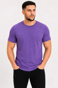 Erkek Basic Tişört Bisiklet Yaka Kısa Kol Günlük Yazlık Slim Fit T-Shirt - Mor (190088)