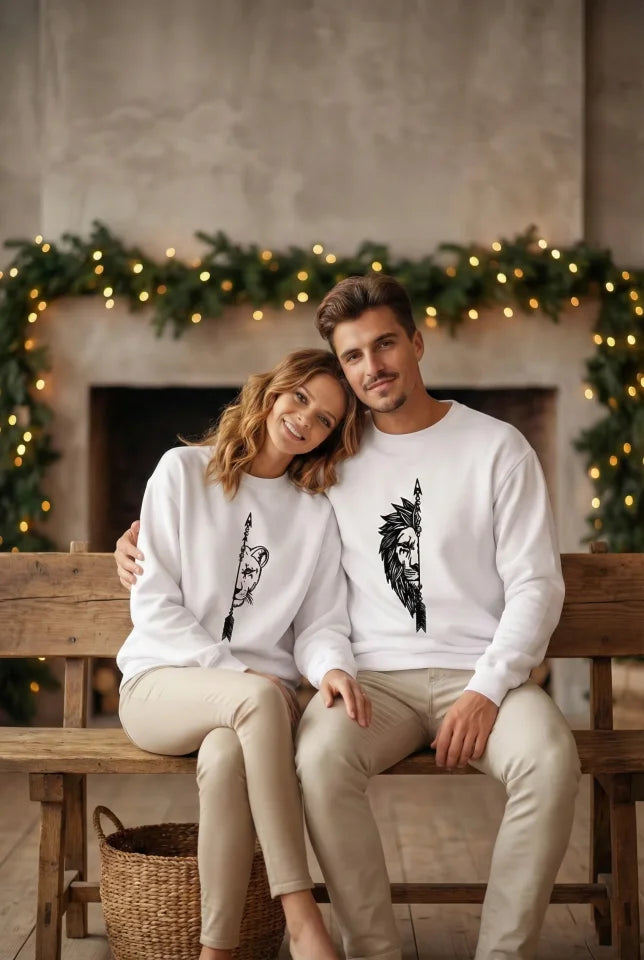 Sevgililer Günü Baskılı Oversize Bisiklet Yaka Sweatshirt - Beyaz (191091)