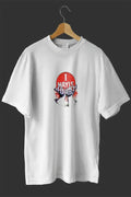 1 Mayıs Emek ve Dayanışma Günü Baskılı Oversize Bisiklet Yaka T-shirt - Beyaz (191092)