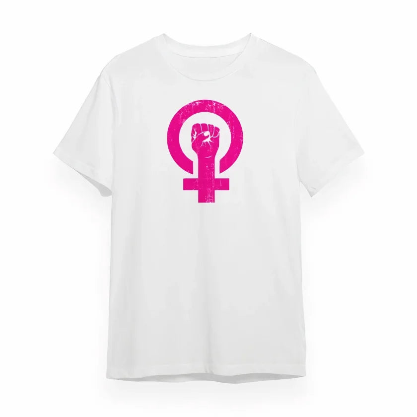 8 Mart Dünya Kadınlar Günü Baskılı Oversize Bisiklet Yaka T-shirt - Beyaz (191094)