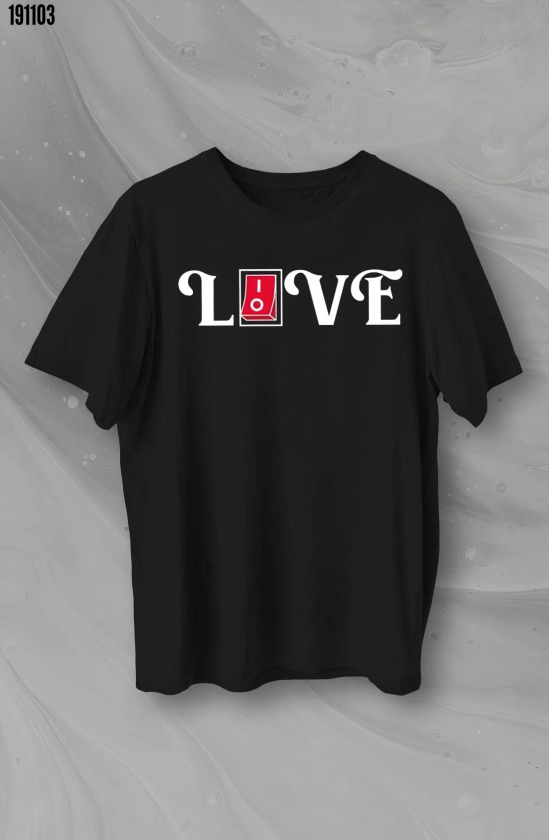 14 Şubat Sevgililer Günü Love Baskılı Oversize Bisiklet Yaka Tshirt Siyah