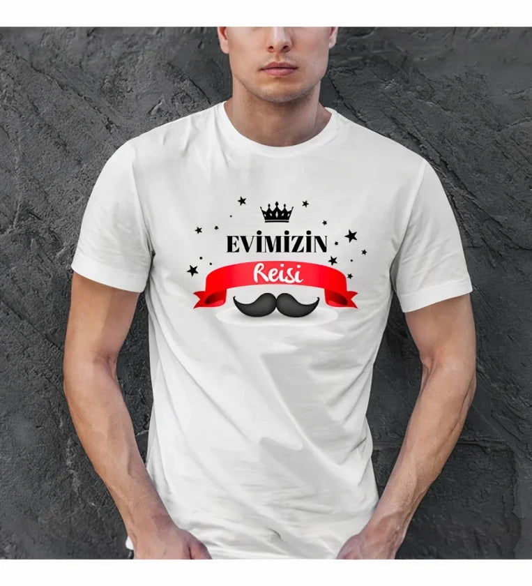 Babalar Günü Hediye Baba Temalı Baskılı Oversize Bisiklet Yaka T-shirt - Beyaz Model 2 (191121)