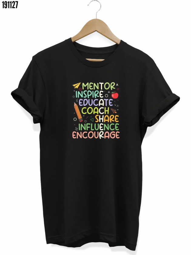 24 Kasım Öğretmenler Günü Hediye Temalı Oversize Bisiklet Yaka Tshirt Siyah