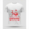 30 Ağustos Zafer Bayramı Baskılı Oversize Bisiklet Yaka T-shirt - Beyaz (191131)