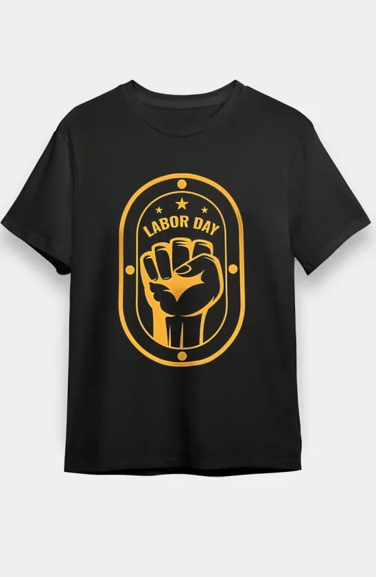 1 Mayıs Emekçi Temalı Baskılı Oversize Bisiklet Yaka T-shirt - Siyah (191150)