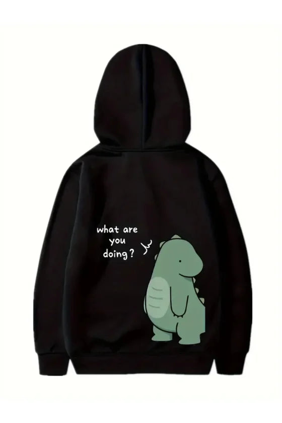 Sevgililer Günü Baskılı Oversize Kapüşonlu Sweatshirt Hoodie - Siyah (191159)