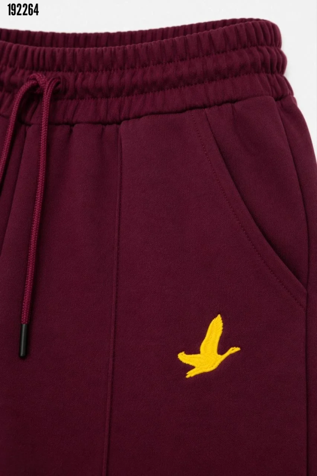Osy Modal Yumuşak Dokulu Cima Dikişli Nakışlı Cepli Oversize Bol Paça Eşofman Altı Bordo