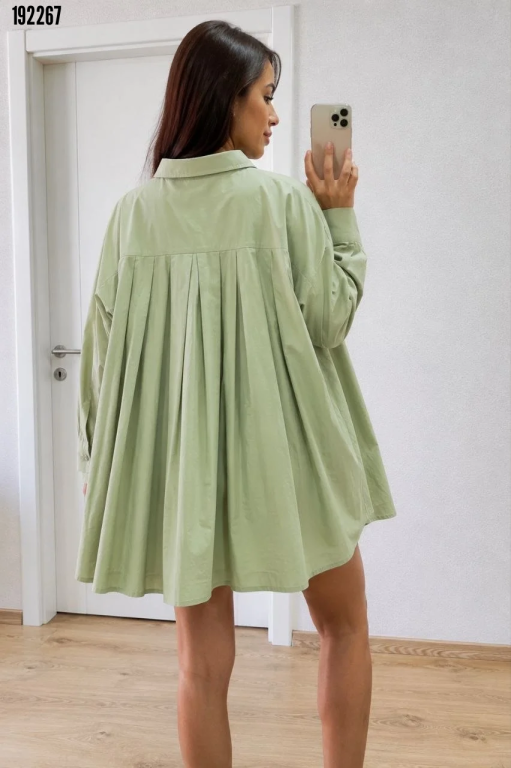 Poplin gömlek yeşil - detay
