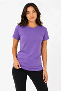 Basic Bisiklet Yaka Yazlık Slim Fit T-Shirt - Mor - Petrol Mavisi (192475)