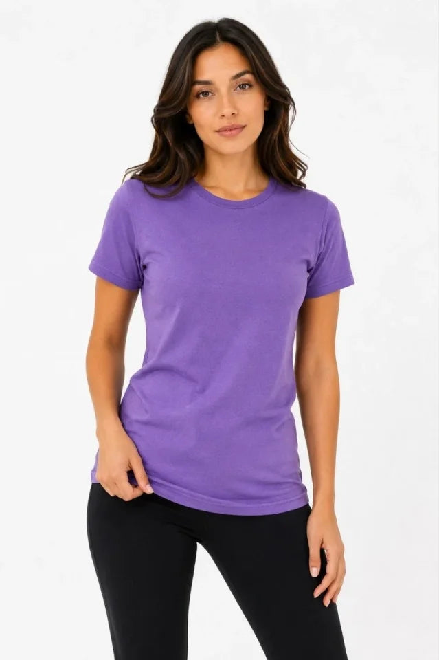 3’lü Kısa Kollu Bisiklet Yaka Basic Slim Fit T-Shirt - Pudra Pembe - Mor - Bej (192490)