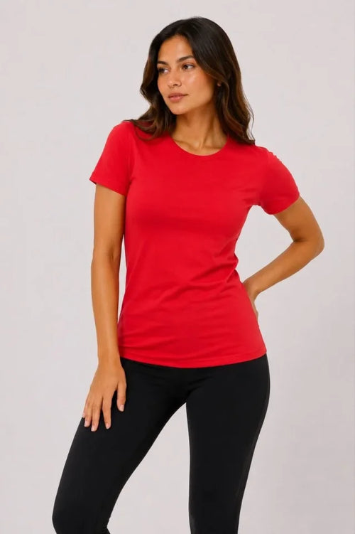 3'lü Kısa Kollu Bisiklet Yaka Basic Slim Fit T-Shirt - Kırmızı / Mavi / Turuncu (192494)