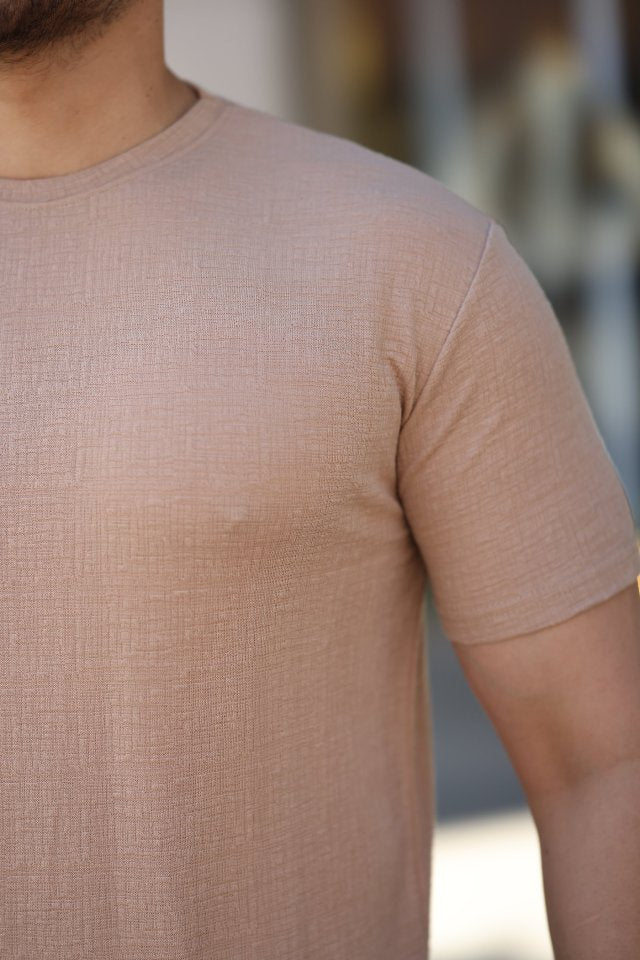 Erkek Ağaç Kabuğu Desenli Kısa Kollu T-shirt (161249)
