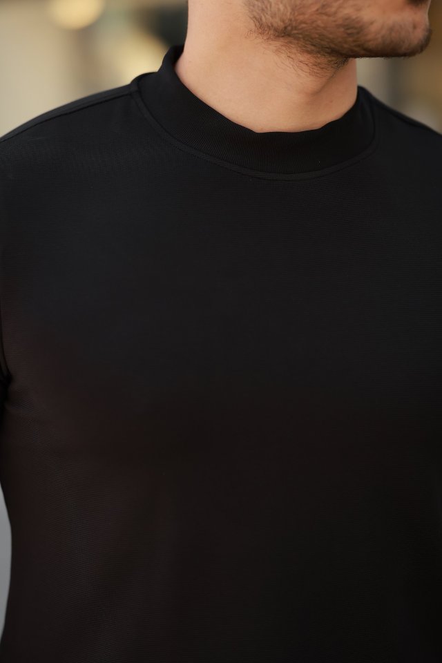 Erkek Ince çizgi Dokulu Kısa Kollu T-shirt (160105)