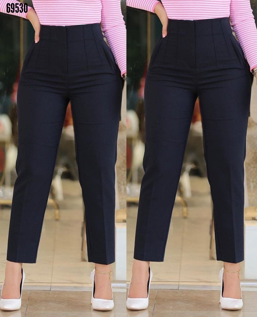 Kadın üste oturan paçası bilek üzerinde biten krep kumaş kumaş pantolon 36 S 50 5XL