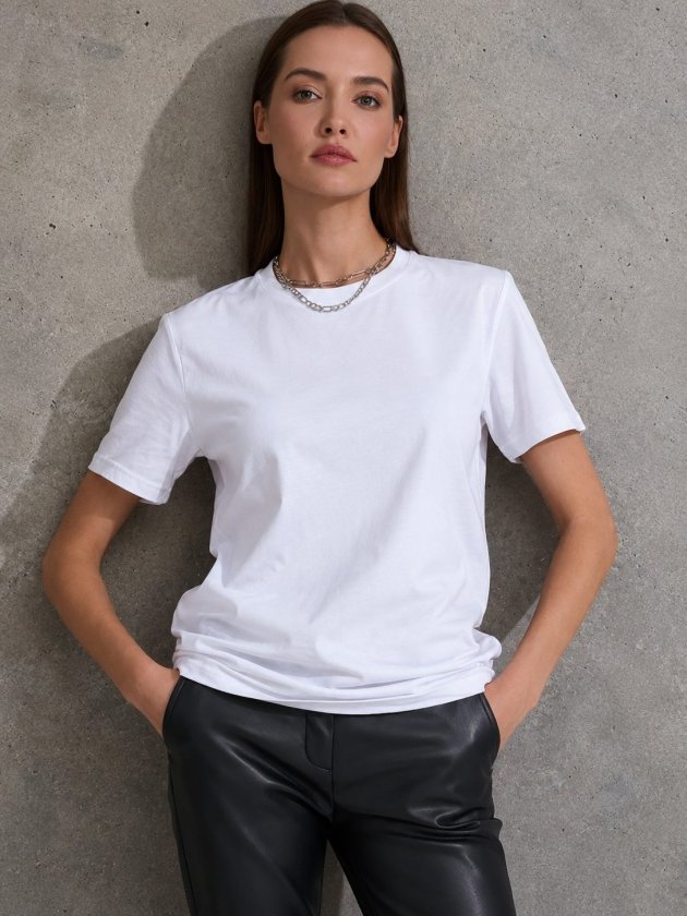 Unisex Kısa Kollu Bisiklet Yaka Basic Viskon Bluz (189797)