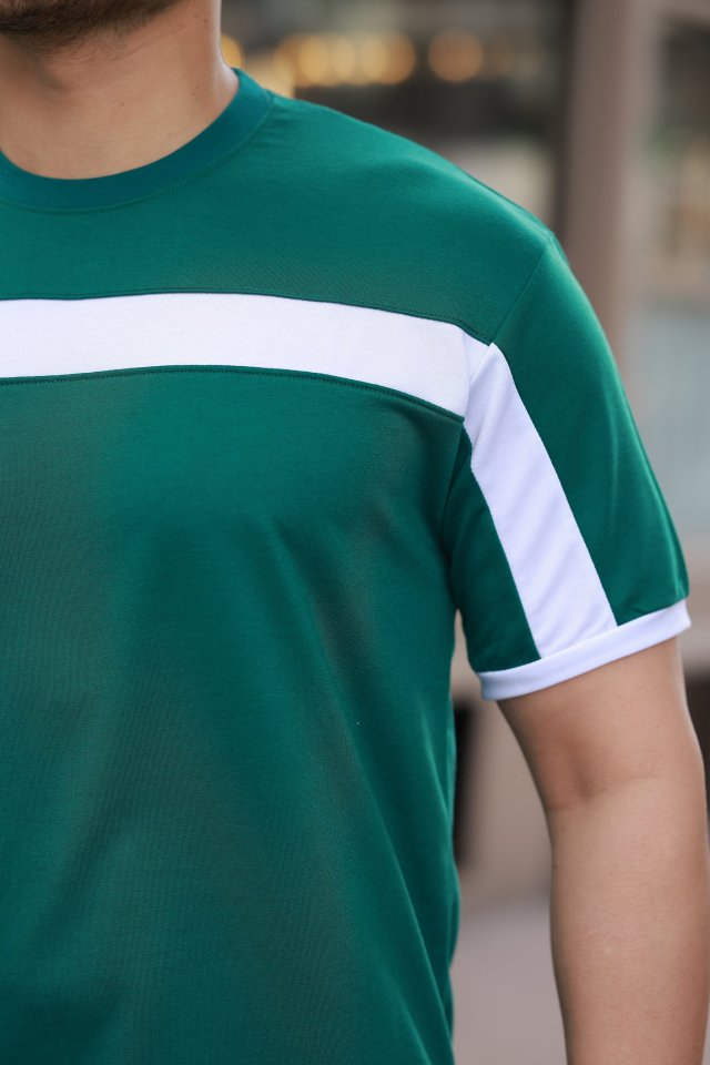 Erkek şerit Detaylı Kısa Kollu T-shirt (160882)