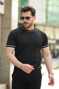 Erkek Bisiklet Yaka Ribanalı Kısa Kollu Tshirt (159176)