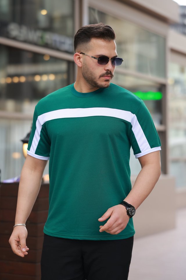 Erkek şerit Detaylı Kısa Kollu T-shirt (160882)