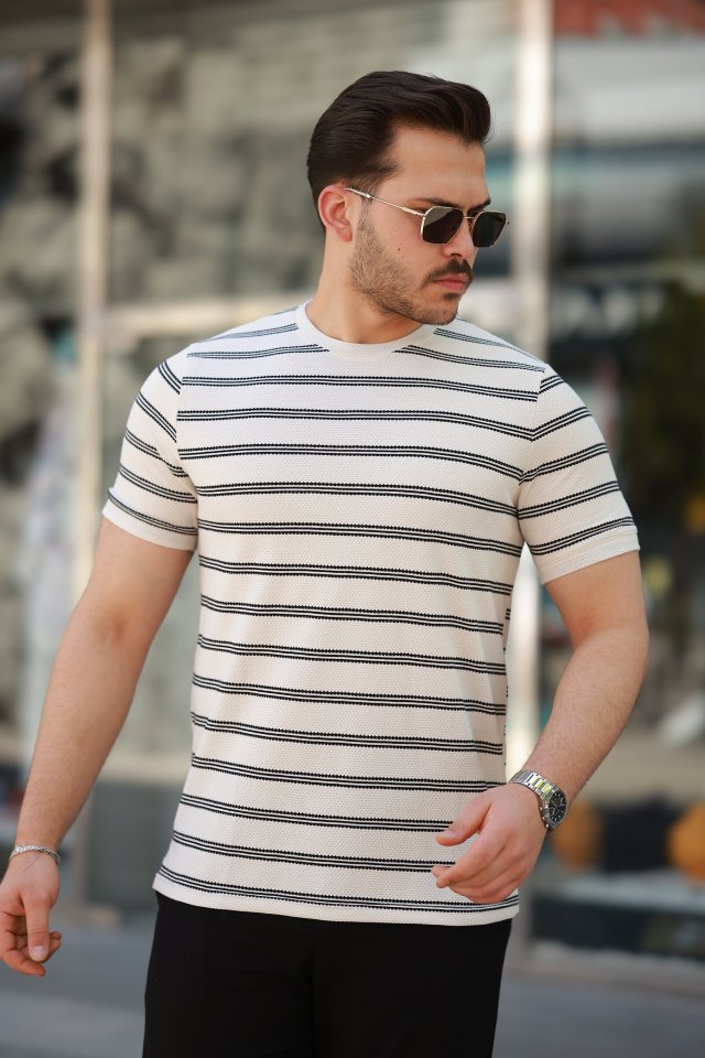 Erkek çizgili Kısa Kollu T-shirt (160096)