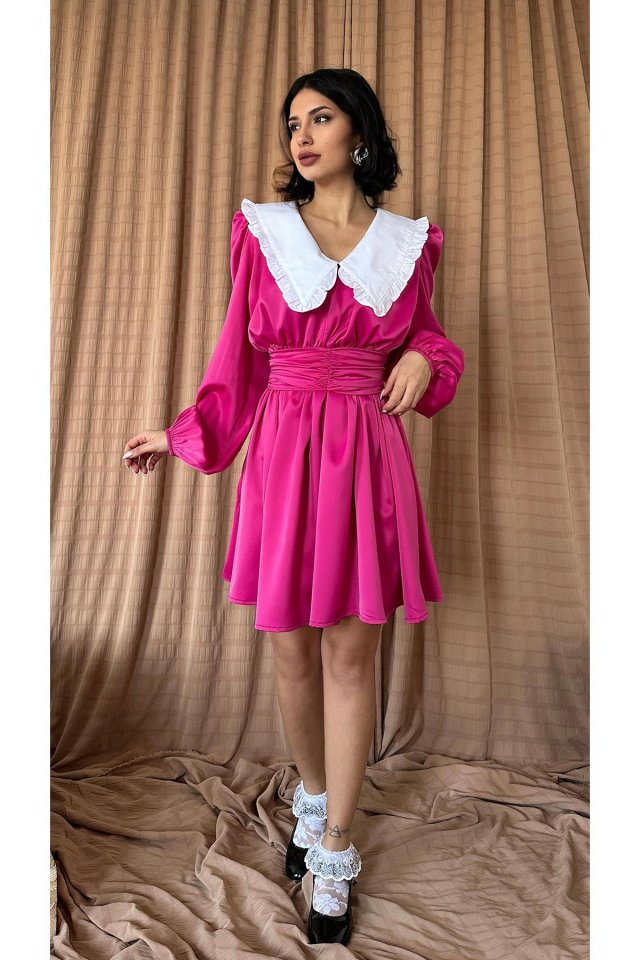 Fuşya Bebe Yakalı Elbise (153067)