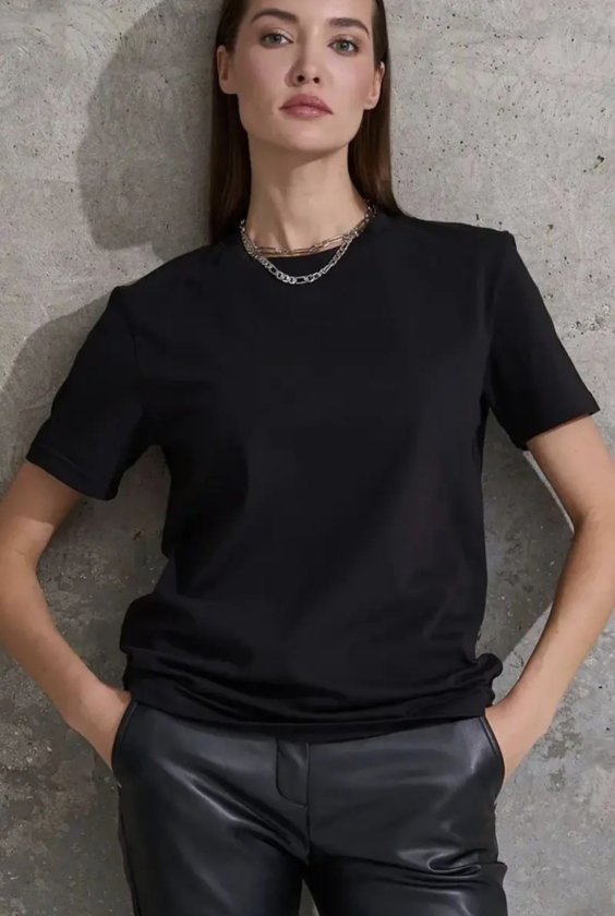 Unisex Kısa Kollu Bisiklet Yaka Basic Viskon Bluz (189798)