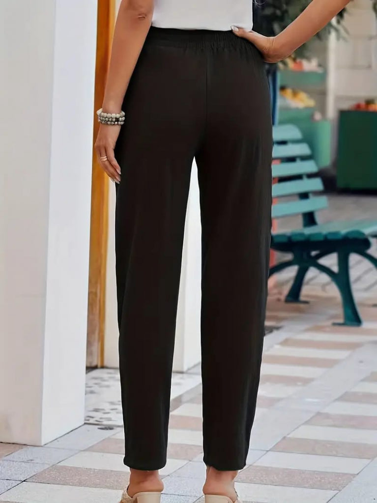 Kadın Beli Lastikli Keten Pantolon (160143)