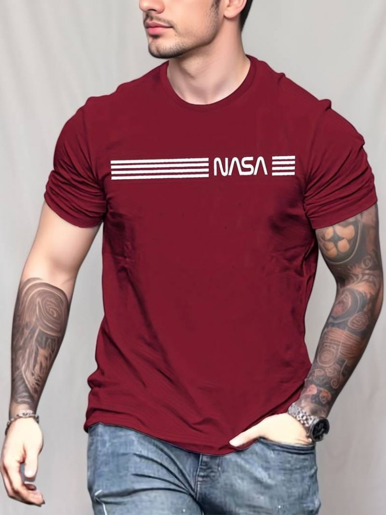 Erkek Kısa Kollu Nasa Baskı Basic Erkek T-shirt (111697)