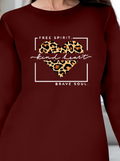 Kadın Uzun Kollu Bisiklet Yaka Desenli Viskon Iki Iplik Bluz (142430)